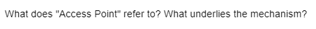 What does "Access Point" refer to? What underlies the mechanism?