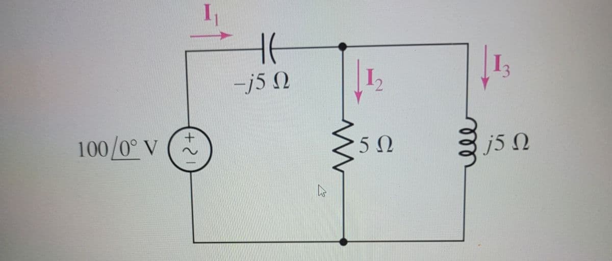 100/0°v
+21
-j5 Ω
I
5Ω
j5 Ω