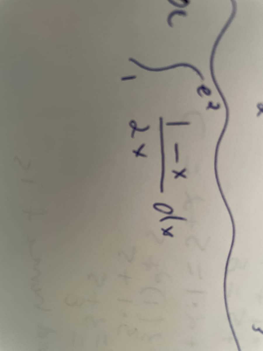 This image appears to show a handwritten mathematical derivation involving calculus. Here is a detailed transcription suitable for an educational website:

---

### Calculating the Second Derivative of a Function

Consider the function \[ y = x \] raised to the power of \( x \). We want to find the second derivative, \[ \frac{d^2}{dx^2}(\frac{1 - x}{x}). \]

Starting with the first step:
\[ e^{ } \hspace{1em} \]

Now, consider the derivative of the expression inside:
\[ \left( \frac{1 - x}{x} \right) \]

First, simplify the expression:
\[ \frac{1}{x} - 1 \]

Differentiate it with respect to \( x \):
\[ - \frac{1}{x^2} \]

Then, take the second derivative:
\[ \frac{d^2}{dx^2} \left( \frac{1 - x}{x} \right) = -\frac{d^2}{dx^2} \left( \frac{1}{x} \right) \]
where:
\[ \frac{d^2}{dx^2} \left( \frac{1}{x} \right) = \frac{2}{x^3} \]

Putting it all together, we obtain:
\[ -\frac{2}{x^3} \]

Therefore, the second derivative of the function is \(-\frac{2}{x^3}\).

---

The handwritten section seems to include some steps and elements to explain the differentiation process. This derivation demonstrates the application of basic calculus techniques to find higher-order derivatives. No graphs or diagrams are included in the image.