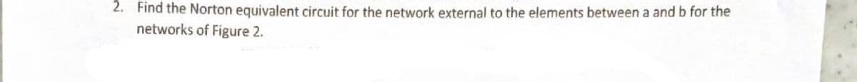 2. Find the Norton equivalent circuit for the network external to the elements between a and b for the
networks of Figure 2.