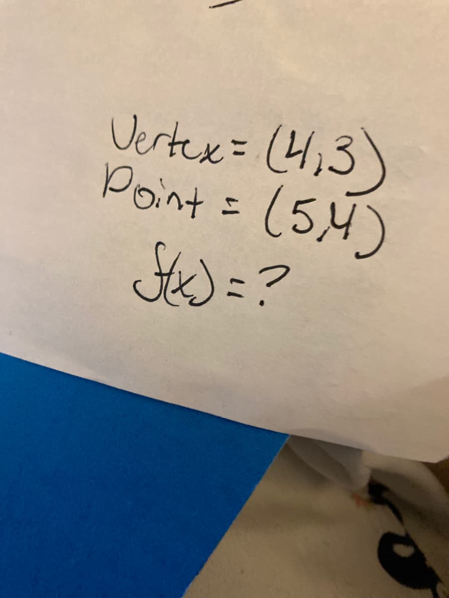 Vertex= (4,3)
Point = (5,4)
