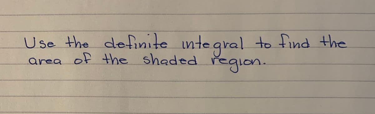 Use the definite integral
area of the shaded řegion.
to find the
