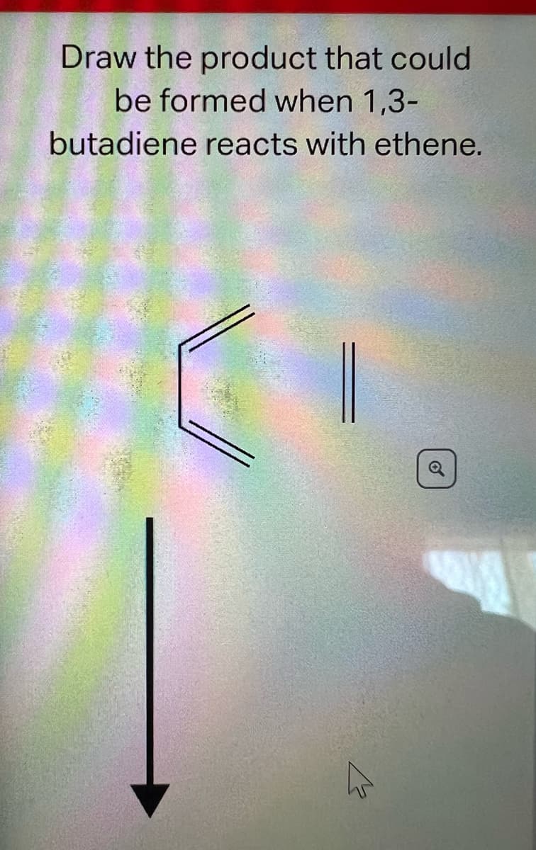 Draw the product that could
be formed when 1,3-
butadiene reacts with ethene.