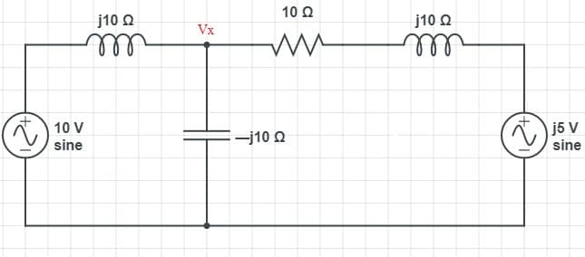 j10 O
10 Q
Vx
j10 O
ll
10 V
j5 V
sine
sine
-j10 O
