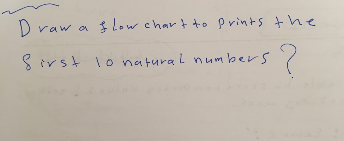 D raw a
$ Low char t to Prints the
8irst
8 irst lo naturaL numbers
