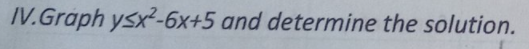IV.Graph ysx²-6x+5 and determine the solution.
