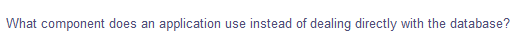 What component does an
application use instead of dealing directly with the database?

