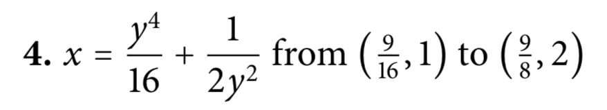 yч
4. х %3D
from (,1) to (3,2)
16 2y2
