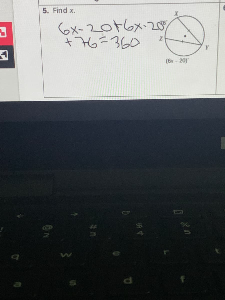 5. Find x.
6x-2076x.207
1-360
(6x - 20)
