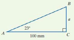 B
a
23°
A
100 mm
C
