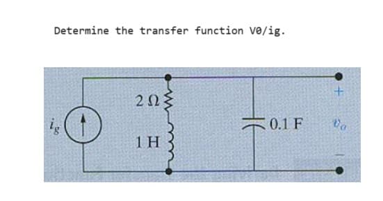 Determine the transfer function ve/ig.
2023
1 H
0.1 F
+
Vo