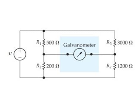 R3 500 2
Galvanometer
R3 $ 3000 2
R2 200 2
R, 1200 N
