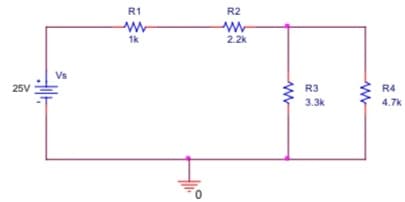 R1
R2
1k
2.2k
Vs
25V
R3
R4
3.3k
4.7k
