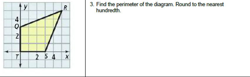 y
R.
3. Find the perimeter of the diagram. Round to the nearest
hundredth.
4
Q
T
2 S 4
X
