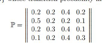 P =
0.2 0.2
0.4
0.2
0.5 0.2 0.2 0.1
0.2 0.3 0.4 0.1
0.1 0.2 0.4 0.3