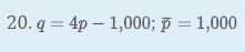 20. q = 4p – 1,000; p = 1,000
