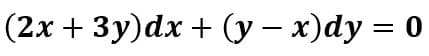 (2х + 3у)dx + (у — х)dy %3D 0
