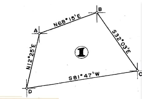 N68 15'E
S81 47'W
S32°03'E
N12 25'E
