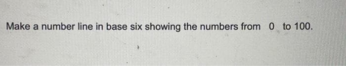 Make a number line in base six showing the numbers from 0 to 100.