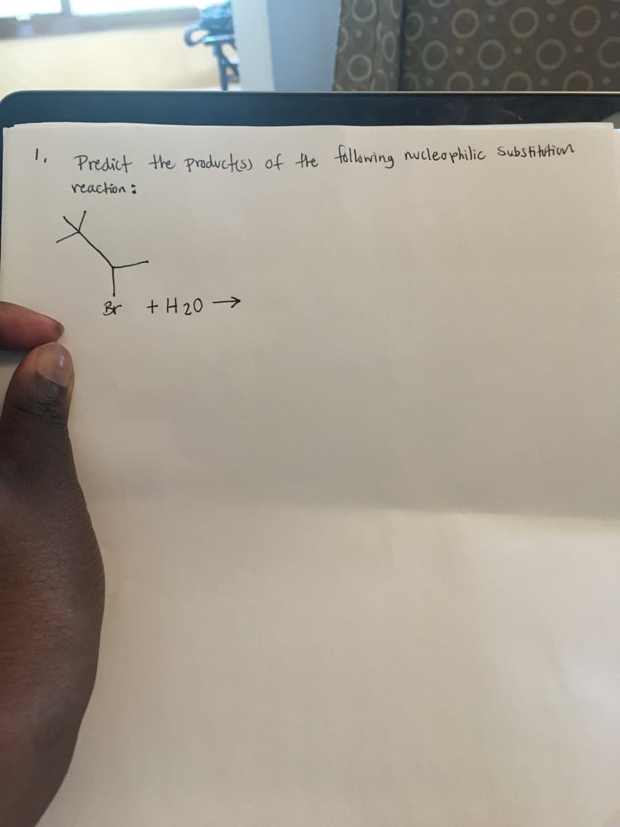 Predict the productiss of the tollowing nucleophilic Substitutian
reaction :
Br
+ H20 >
