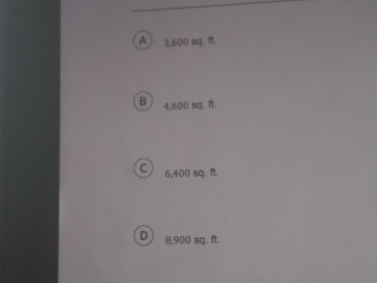 3,600 sq. ft.
4,600 sq. ft.
6,400 sq. ft.
8,900 sq. ft.
