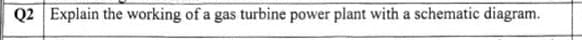 Q2 Explain the working of a gas turbine power plant with a schematic diagram.
