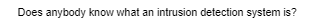 Does anybody know what an intrusion detection system is?