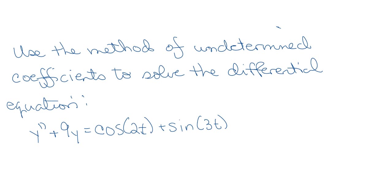 Use the method of undetermned
coefficiento
equation:
to solve the differenticl
