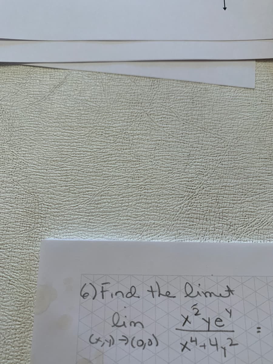 ### Problem: Evaluate the Limit

**Question:**

Find the limit of the following function as \( (x, y) \) approaches \( (0,0) \):

\[
\lim_{(x, y) \to (0,0)} \frac{x^2 y}{x^4 + 4y^2}
\]

**Explanation:**

This mathematical limit problem involves functions of two variables. The function provided is:

\[
\frac{x^2 y}{x^4 + 4y^2}
\]

To solve for the limit as \((x, y)\) approaches \((0,0)\), different methods can be applied, such as substitution of specific paths or recognizing the behavior of the function as both variables tend to zero.

In this case, consider paths along which \(y=kx^2\):

\[
\frac{x^2 (kx^2)}{x^4 + 4(kx^2)^2} = \frac{kx^4}{x^4 + 4k^2x^4} = \frac{kx^4}{x^4 (1 + 4k^2)} = \frac{k}{1 + 4k^2}
\]

When \(x \neq 0\), this simplifies to a constant depending on \(k\). As \(x \to 0\), regardless of \(k\), the expression tends to 0. Therefore, the limit can be evaluated as:

\[
\lim_{(x, y) \to (0,0)} \frac{x^2 y}{x^4 + 4y^2} = 0
\]

Thus, the final answer is:

\[
\boxed{0}
\]