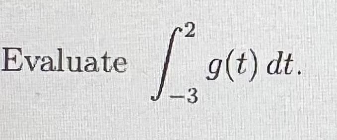 Evaluate
2
-3
g(t) dt.