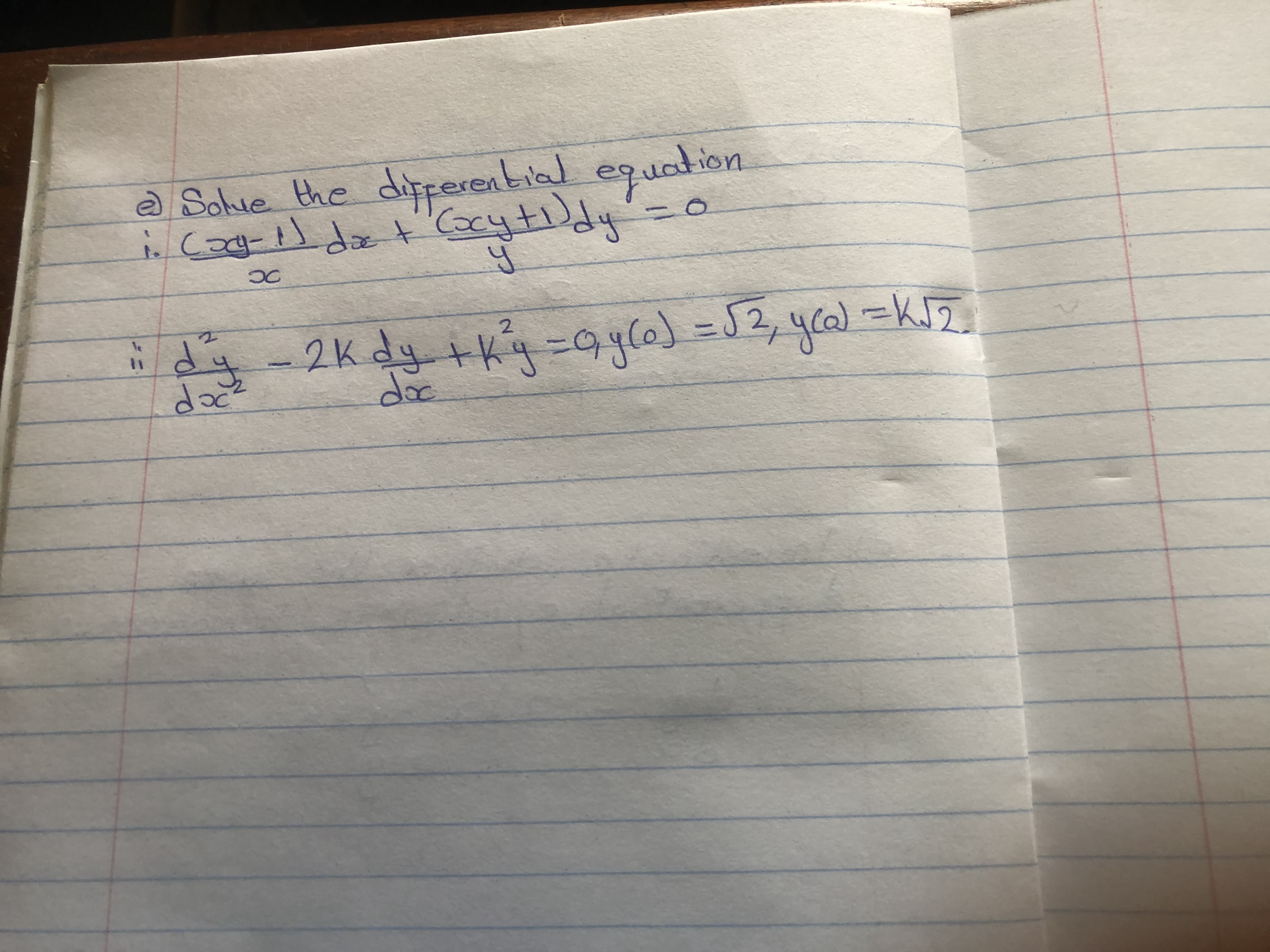 a Solue the difperential
equation
daz
(ocytildy
1.
