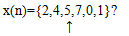 x(n)={2,4,5,7,0,1}?
