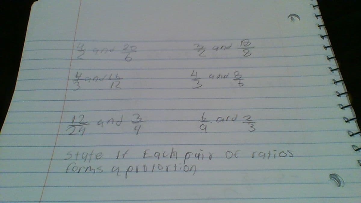 6.
4 and 2
9.
12
Lard
12GAd3
24
Stute It Eqch puir oE ratios
forms apioloriion
