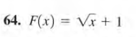 64. F(x) = Vx + 1
%3D
