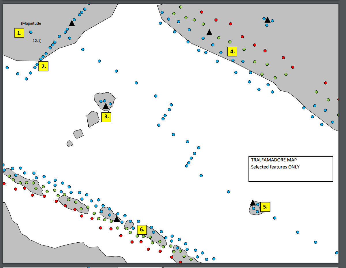 (Magnitude
1.
12.1)
4.
2.
00
3.
TRALFAMADORE MAP
Selected features ONLY
5.
6.
O o o 0O
O0 00 o
O0 00 o O0 o 000 O 0
