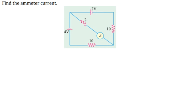 Find the ammeter current.
10
4V
10
ww
