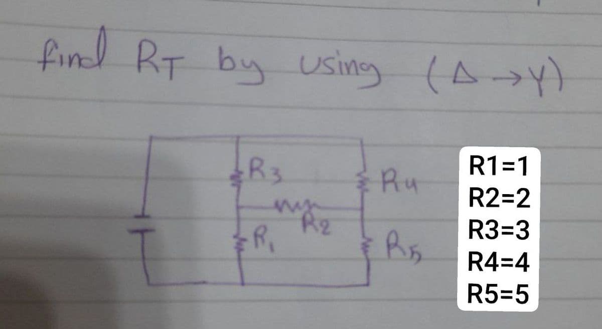 find RT by using (A →→Y)
R3
mun
.R₁
R₂
Ru
B5₂
R1=1
R2=2
R3=3
R4=4
R5=5