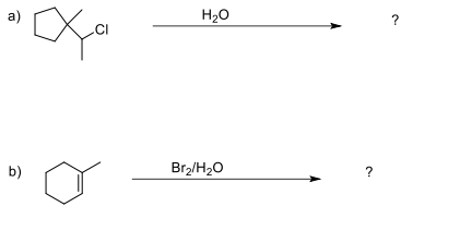 a)
H20
b)
Br2/H20
