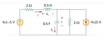 2Ω
0.5 H
ww
+
4u(-t) V
0.5 F
22
4u(t) A
ic
HE
+1
