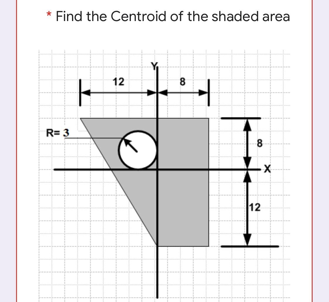 Find the Centroid of the shaded area
12
8.
R= 3
8
12
