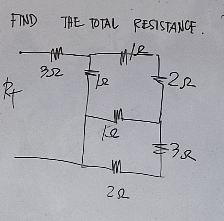 FIND THE TOTAL RESISTANCE.
MA
Mhe
322
ex
Te
M
222
-22
本3
-38