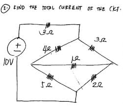 FIND THE TOTAL CURRENT OF THE CKT.
+1
lov
32
42
52
ле
352
22