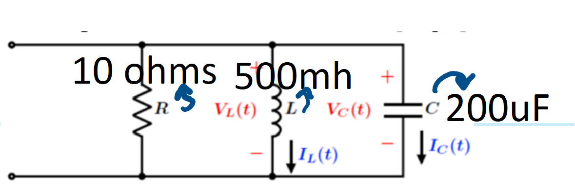 10 h
500mh
RVL(t)
VL(t) LVc(t)
-
↓
IL(t)
+
C 200uF
Ic(t)