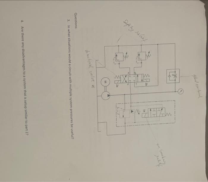 un
26
diec hinal valve
Questions:
3. In what situations would a circuit with multiple system pressures be useful?
4. Are there any disadvantages to a system that is setup similar to part 2?
