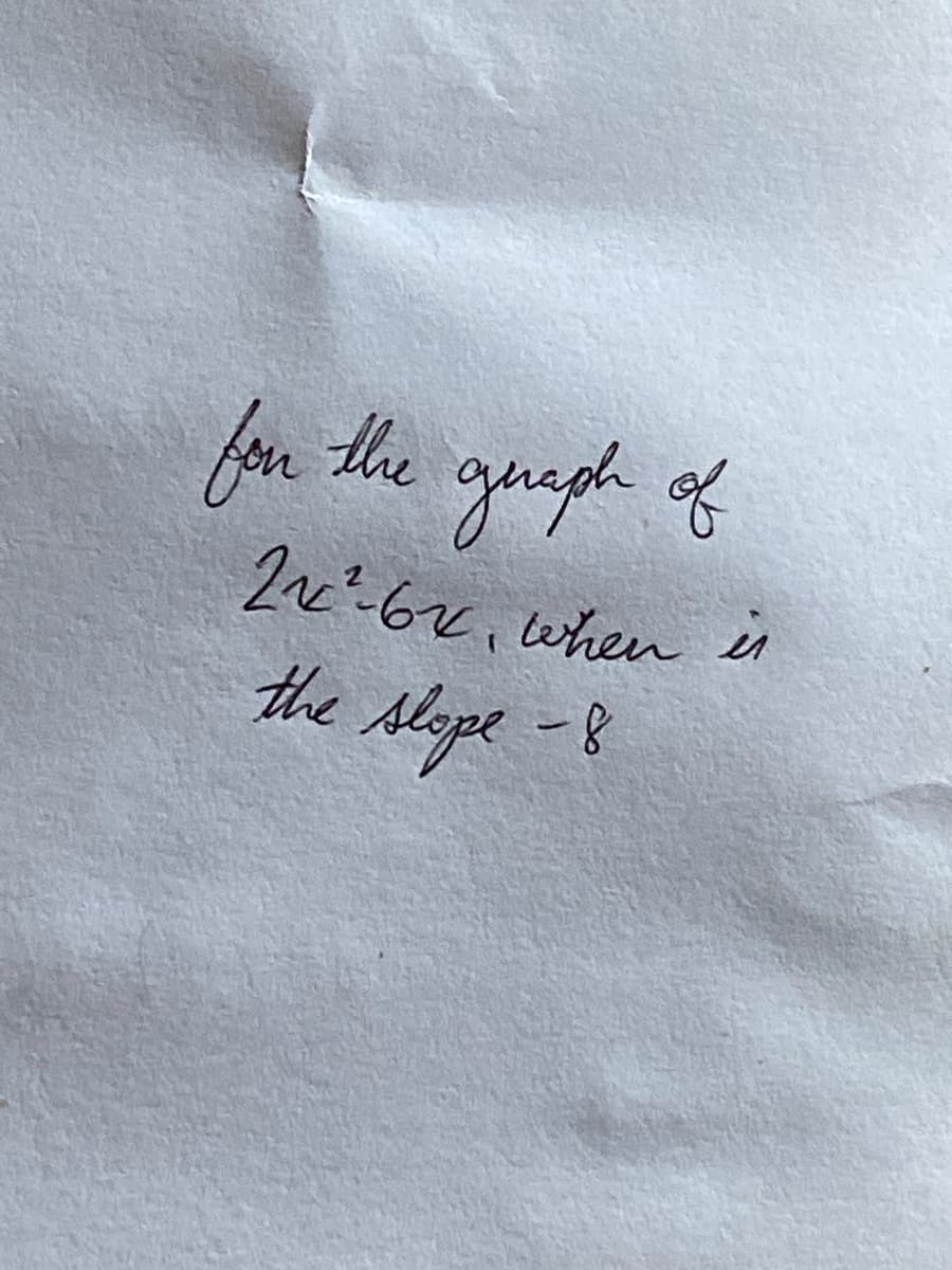 for the graph of
2x²6x, when is
the slope - 8