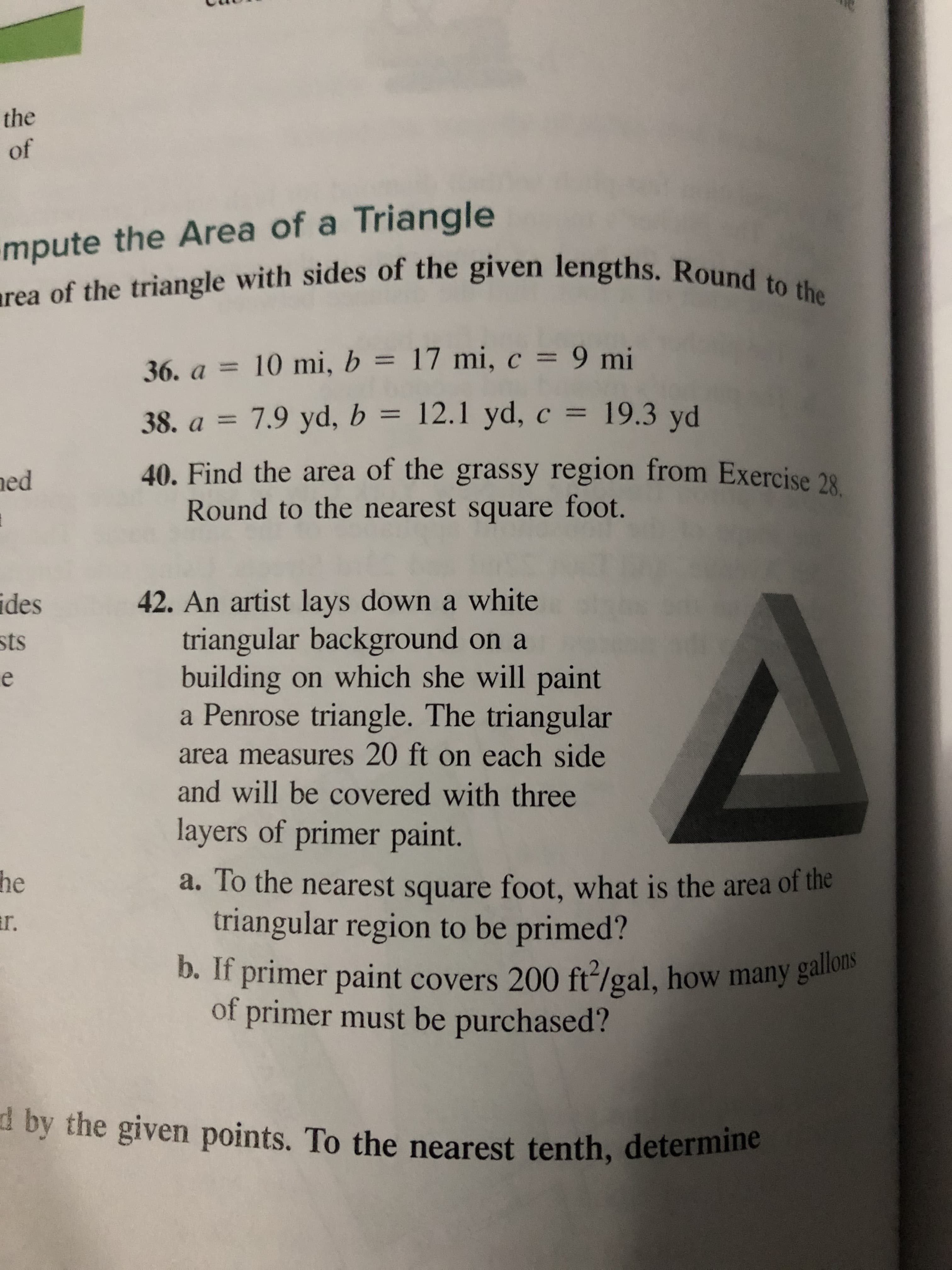 10 mi, b = 17 mi, c = 9 mi
%3D
%3D
a
