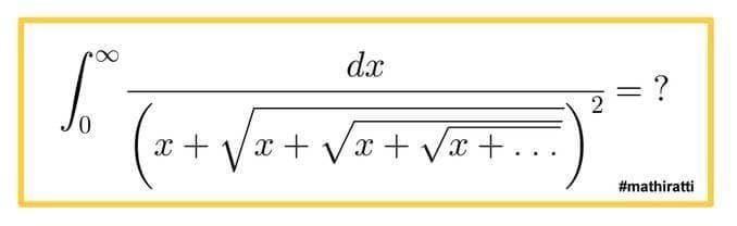 dx
2
(*+ /=.
x + Vx + Vx + Vx +.
..
#mathiratti
