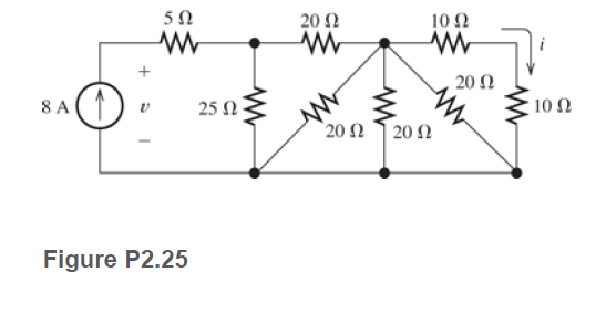 5Ω
20 Ω
10 Ω
20 Ω
25 N
102
20 Ω
| 20 Ω
Figure P2.25
