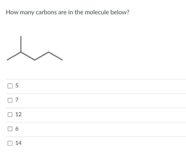 How many carbons are in the molecule below?
LO
5
7
O 12
06
14