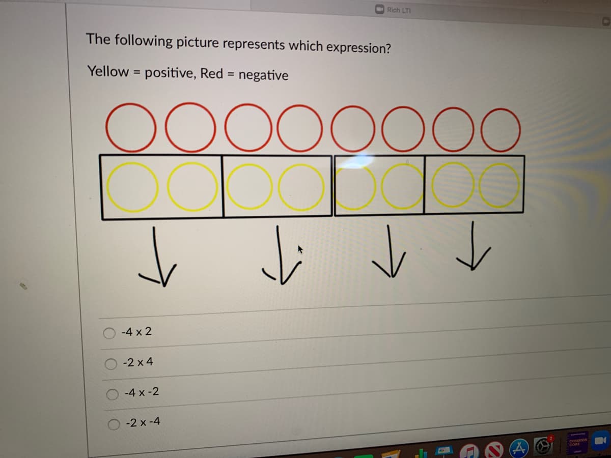 Rich LTI
The following picture represents which expression?
Yellow = positive, Red =
negative
%3D
D0000000
-4 x 2
-2 x 4
-4 x -2
-2 x -4
